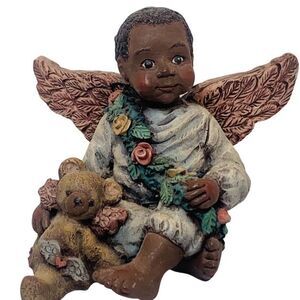 Vintage Sarah’s Attic African American Boy Angel Figurine May Enos 3633 #415
